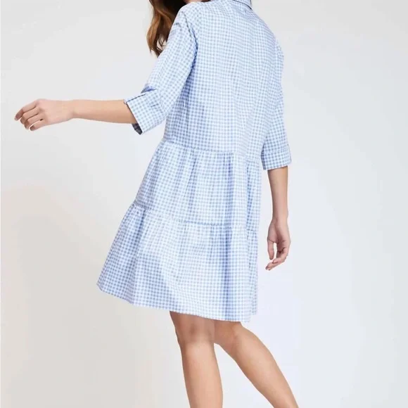 Tyler Boe Hannah Blue & White Gingham Tiered Mini Dress - Picture 7 of 7